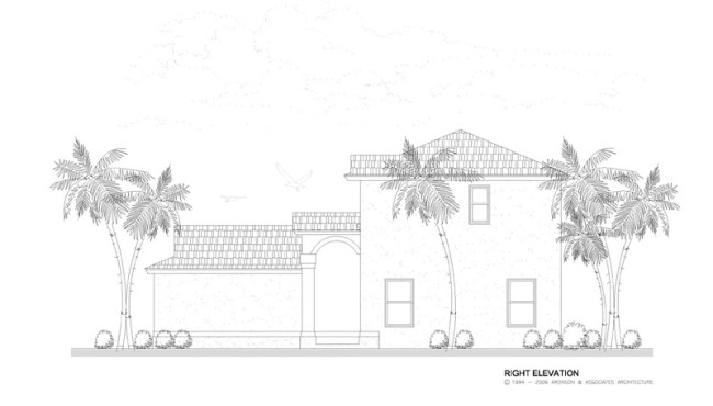 Right Elevation View of House Plan