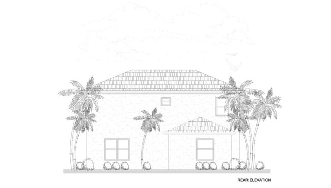 Rear Elevation View Home Plan
