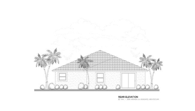 Home Plan Rear Elevation View