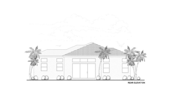 Rear Elevation View of Home Plan