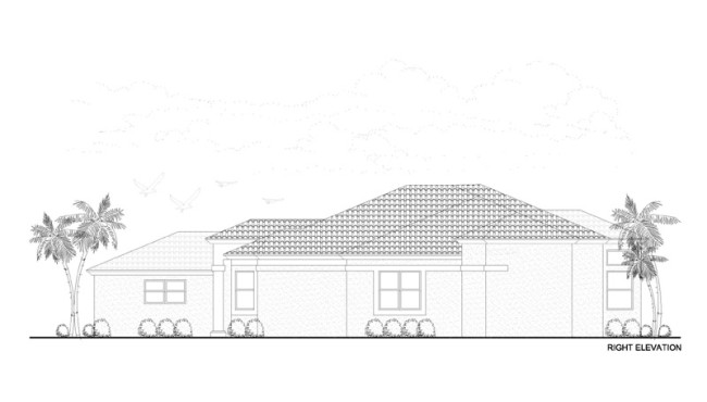 Right Elevation View of Home Plan