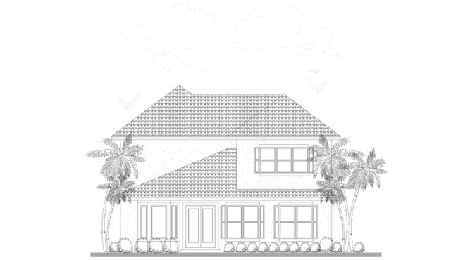 Rear Elevation of Home Plan
