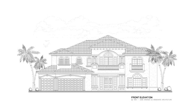Two Story Home Front Elevation View