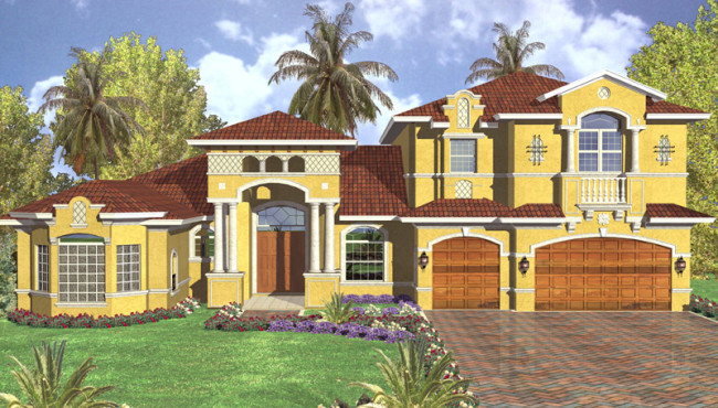 Front Rendering of House Plan