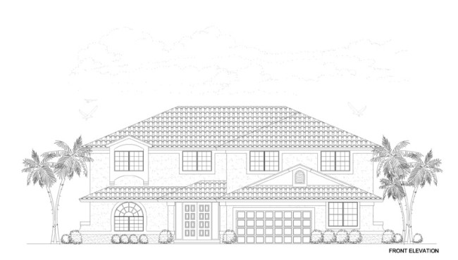 Large Home Front Elevation View