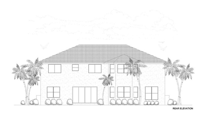 Large Home Rear Elevation View