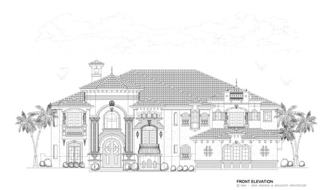 Front Elevation View of House Plan